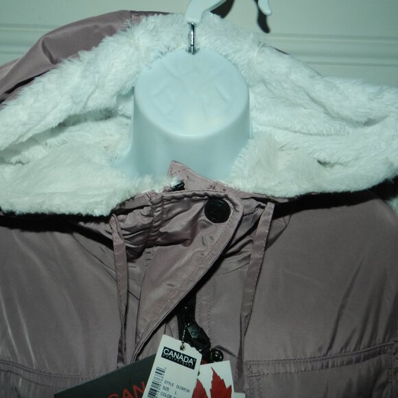 Canada Weather Gear Fur Lined Hooded Parka Jacket Burgundy - Picture 5 of 16